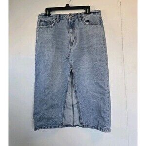 Abercrombie & Fitch Light Blue Denim Midi Skirt